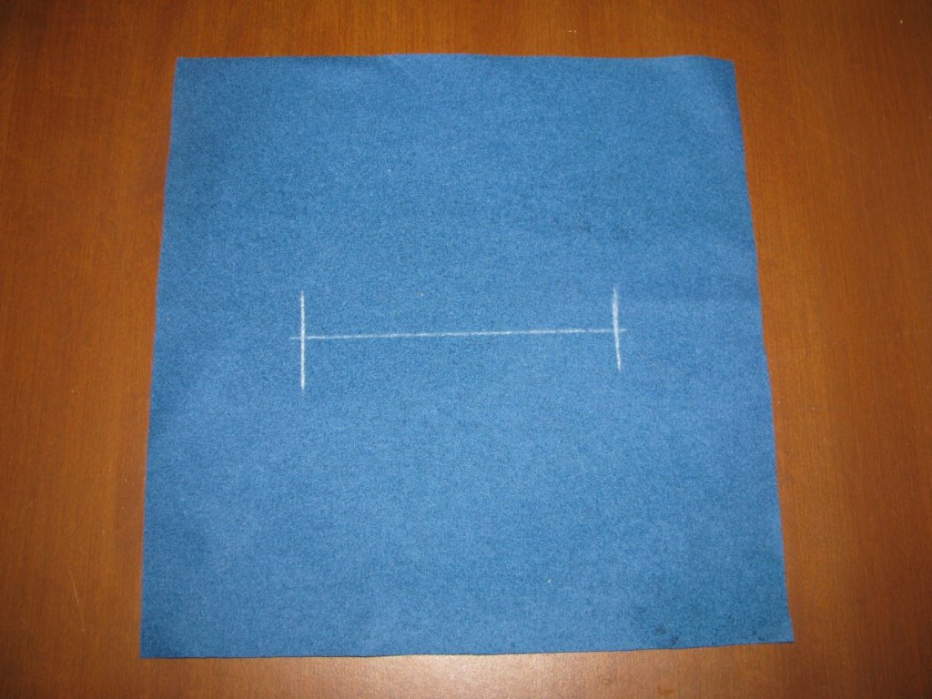 Lay out the pocket with chalk.