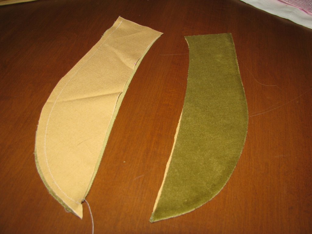 Sewing a collar.