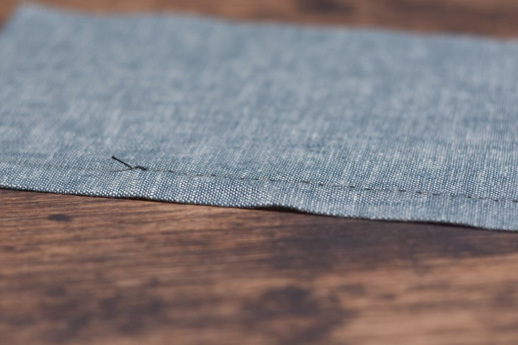The completed seam using a running stitch.